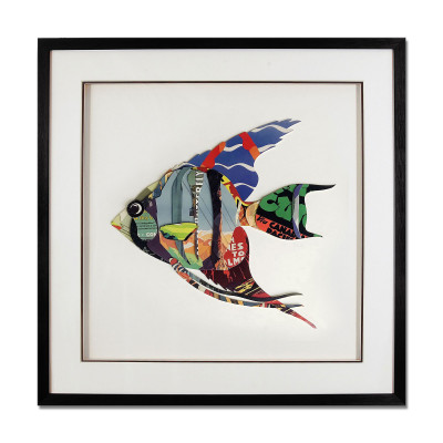 SA007A1 - Collagegemälde Tropischer Fisch 1
