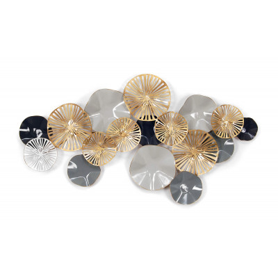 SP007A - Stilisierte Seerosen in den Farben Grau, Gold und Silber