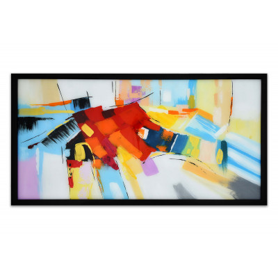 WA011BA - Abstraktes mehrfarbiges Gemälde auf sanftem Hintergrund aus Plexiglas
