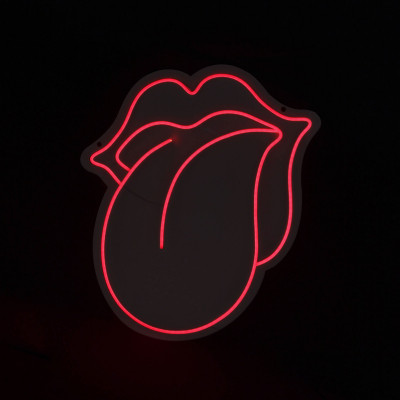 Decorazione luminosa a led da parete ispirata a bocca con lingua Rolling Stones