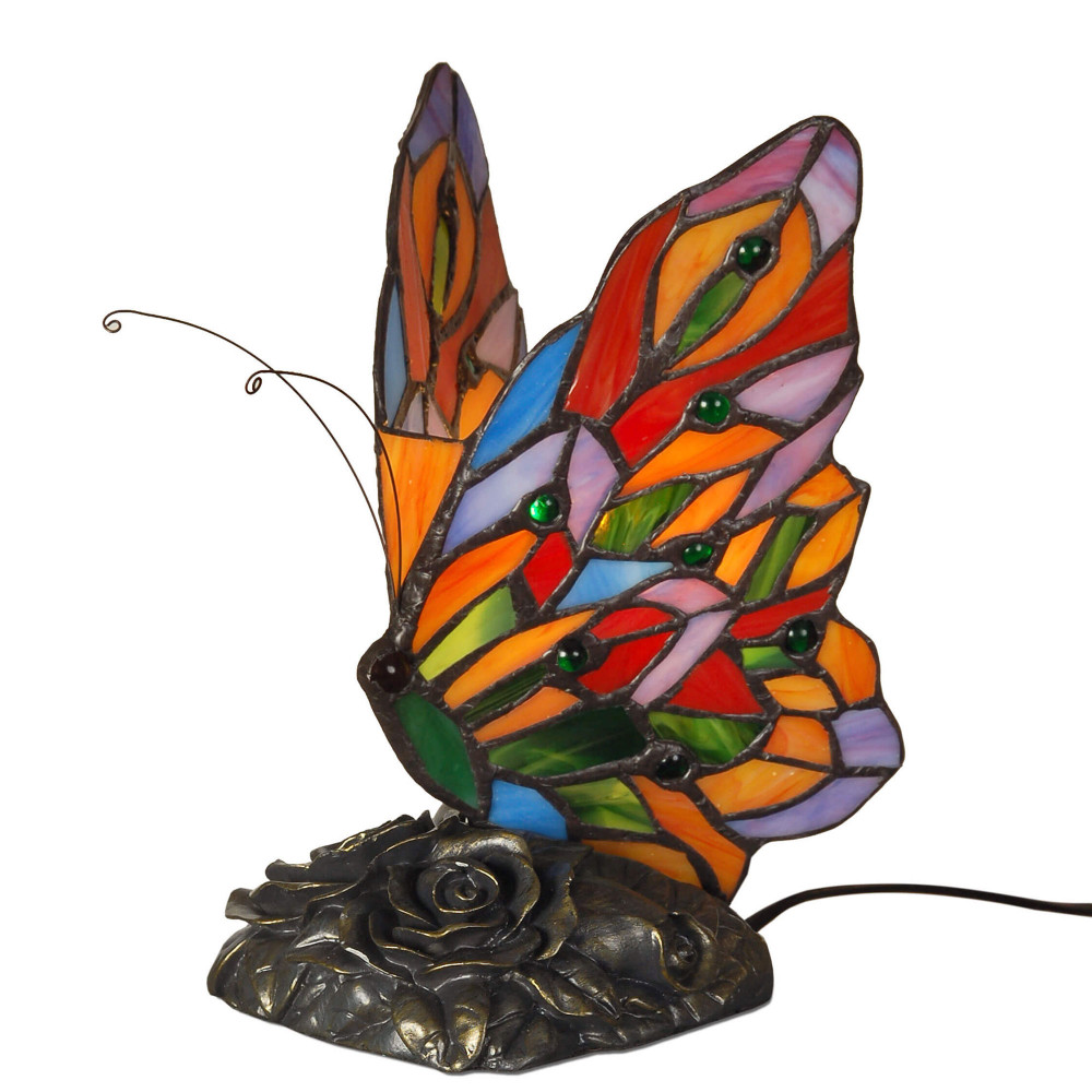 AB08015 - Nachttischlampe Tiffany - Stil Schmetterling Regenbogen