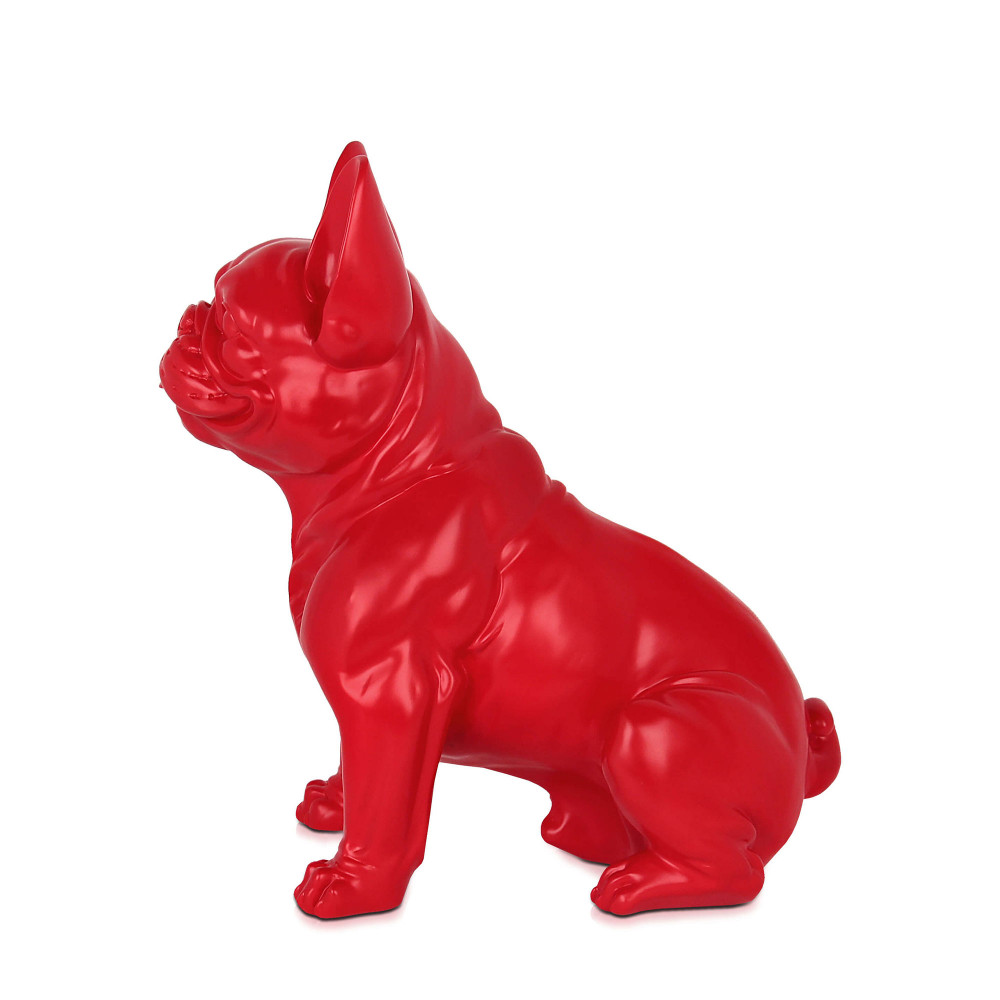 statua in resina  di un cagnolino bulldog francese rosso