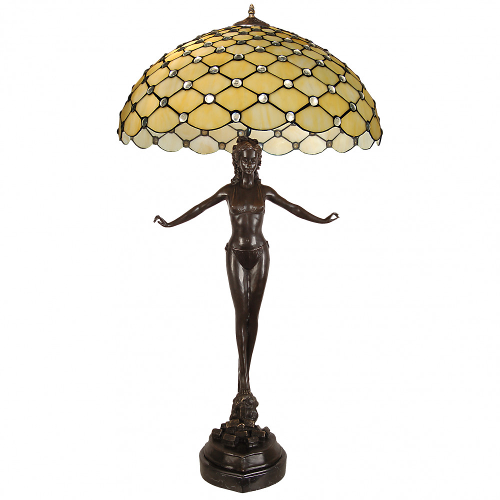 GM21038 - Skulptur - Lampe mit Edelsteinen junge Frau
