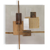 composizione astratta di forma quadrata con inserti in legno, argento e rame