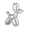 Scultura in resina raffigurante un palloncino a forma di cane con laccatura argento ad effetto metallo