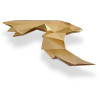 Scultura  in resina effetto metallo dorato raffigurante un uccellino realizzato con tecnica origami