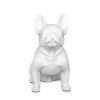 Scultura in resina dal mood moderno a forma di bulldog francese con rivestimento laccato bianco
