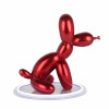 Statua lampada a led cane palloncino seduto in resina color rosso metallizzato