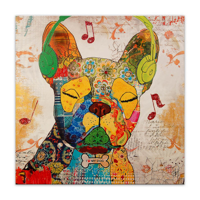 AS362X1 - Französische Bulldogge Pop Art gelb