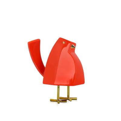 D1408PO - Kunstharzskulptur kleiner Vogel orange