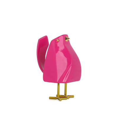 D1412PN - Kunstharzskulptur kleiner Vogel magentafarben