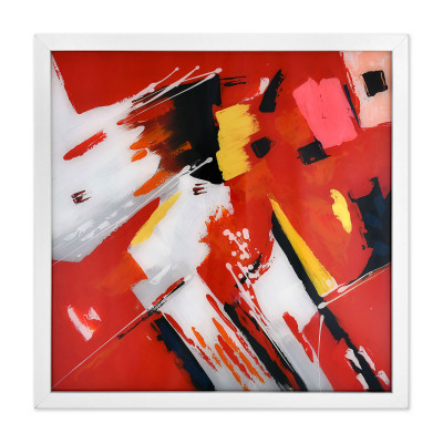 WA002WA - Abstraktes Gemälde auf Plexiglas rot, weiß, schwarz